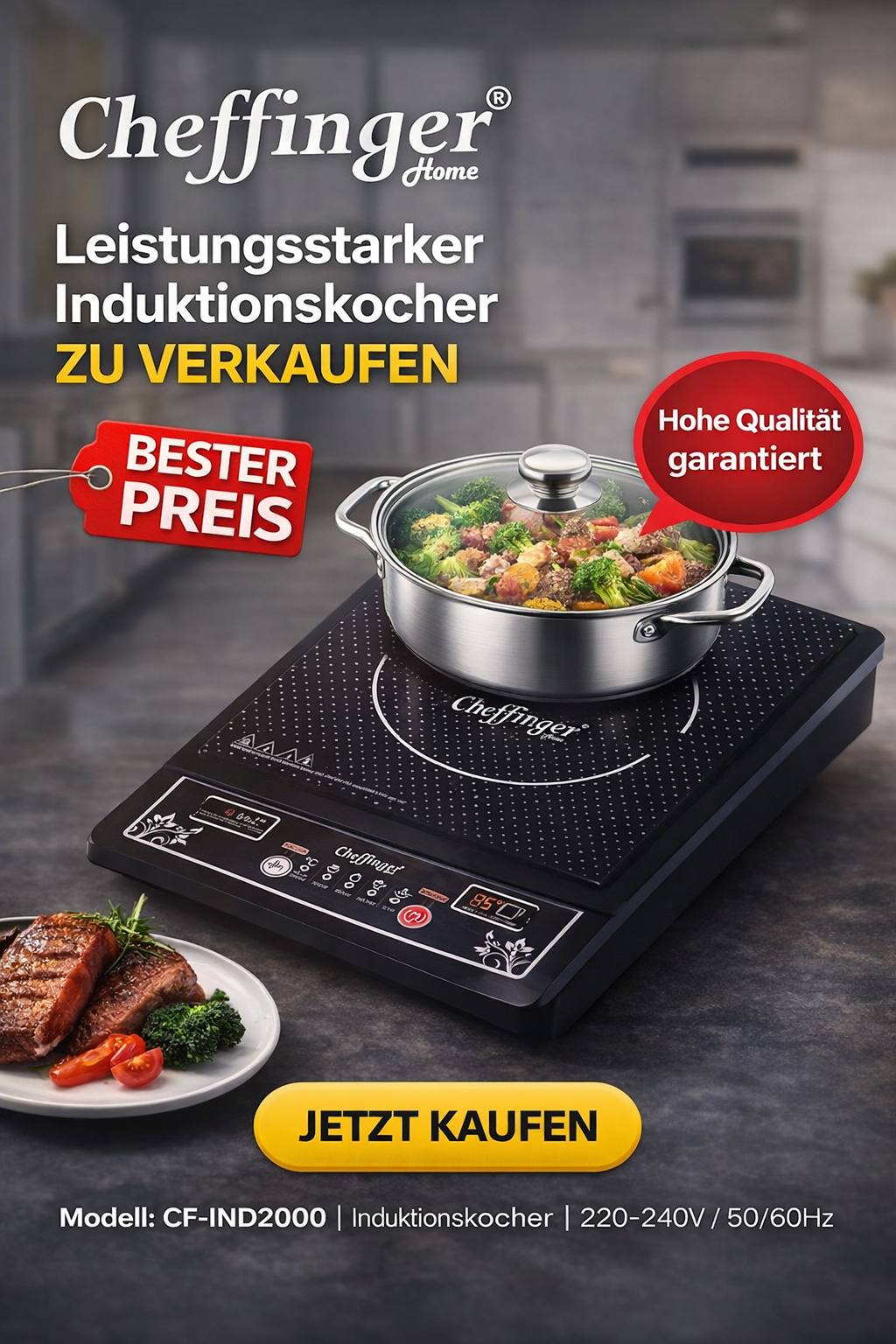 Induktionskochfeld mit Kochtopf